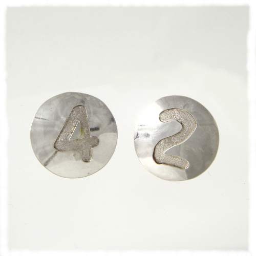 Silver 42 cufflinks recessed